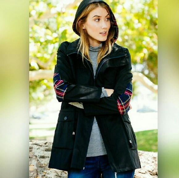 Plaid patch utility jacket- flash sale - Picture 3 of 4
