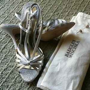 Badgley Mischka satin evening sling backs 8.5