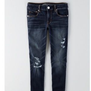 American Eagle Dark Wash Destroyed Skinny Jeans