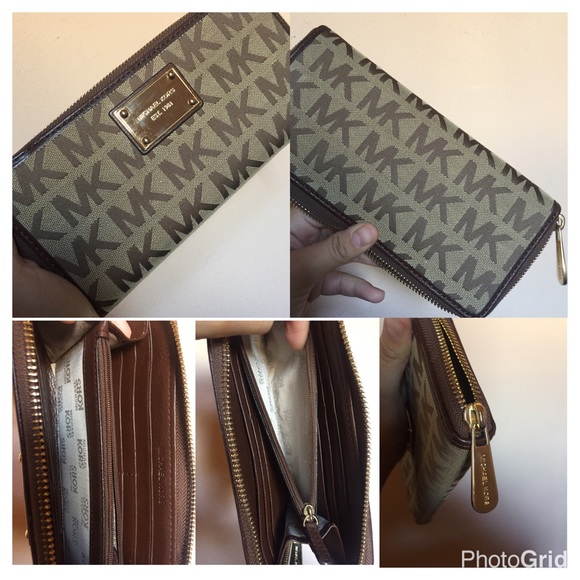 Tan and brown Michael Kors wallet
