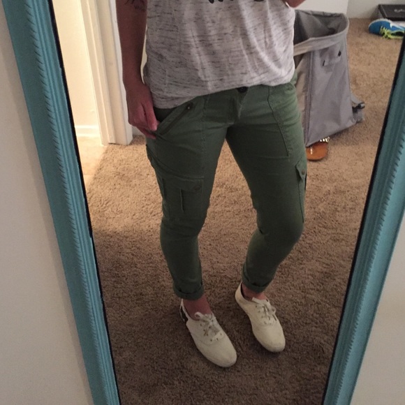 Olive skinny cargo pants
