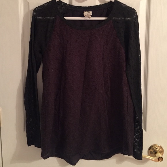 Anthropologie Mixed Media Lace Top