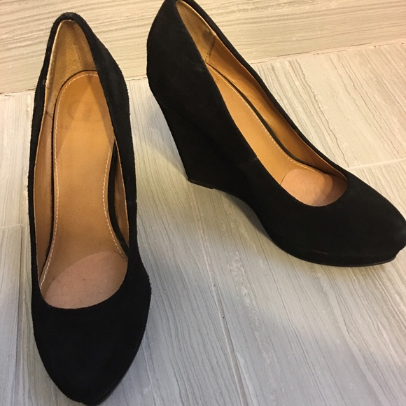 Black suede wedges