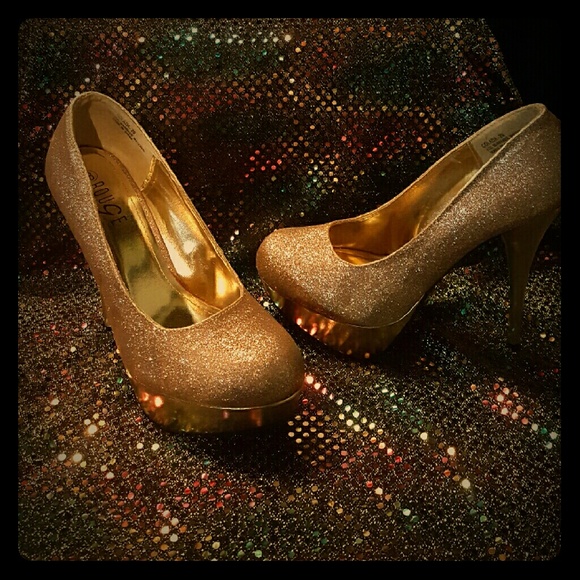 Rose Gold Glitter Heels - Picture 1 of 2