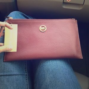 Michael kors Large zip leather clutch