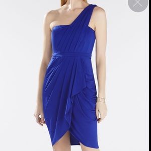 BCBG Royal Blue Silk Julieta One Shoulder Dress