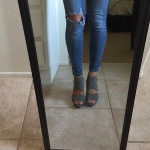 Zara gray elastic band heels