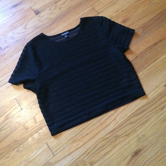 Black & Sheer Striped Crop Tee - Picture 2 of 4