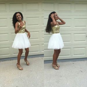 Gold and white dress worn only once