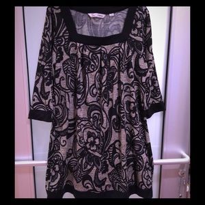 Black/Grey Square Neck Tunic Plus Size