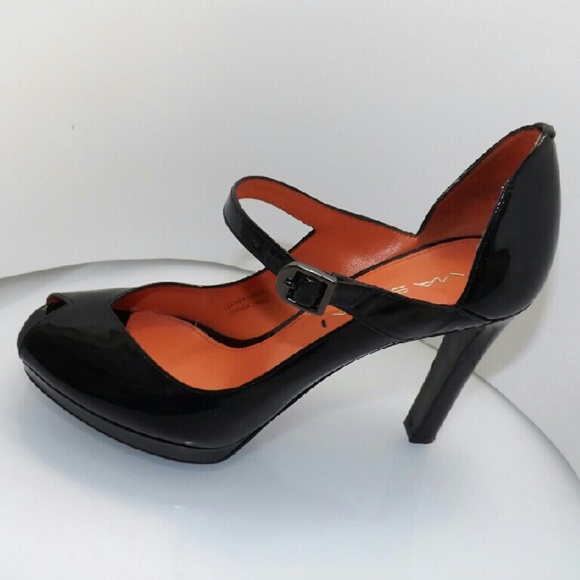 Black Patent Leather Peep Toe Pumps - Picture 3 of 4