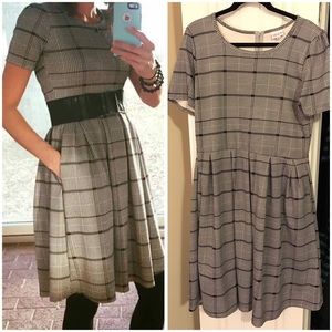 Black & White plaid plus size LLR Amelia dress