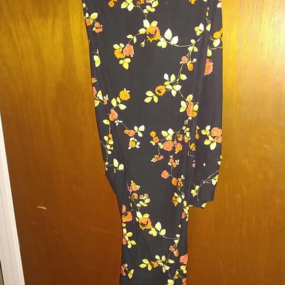 Lularoe os Floral black leggings - Picture 1 of 2