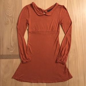 Topshop orange rust jersey mini dress 0 petite