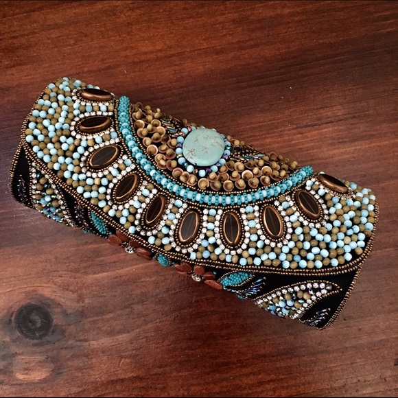 Brand New hand decorated in India clutch - Picture 1 of 4