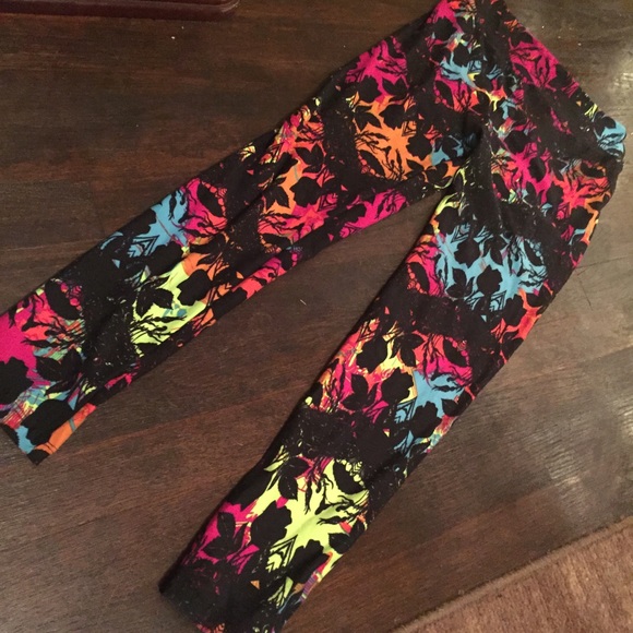 Lularoe Neon Flowers OS Leggings *UNICORN*