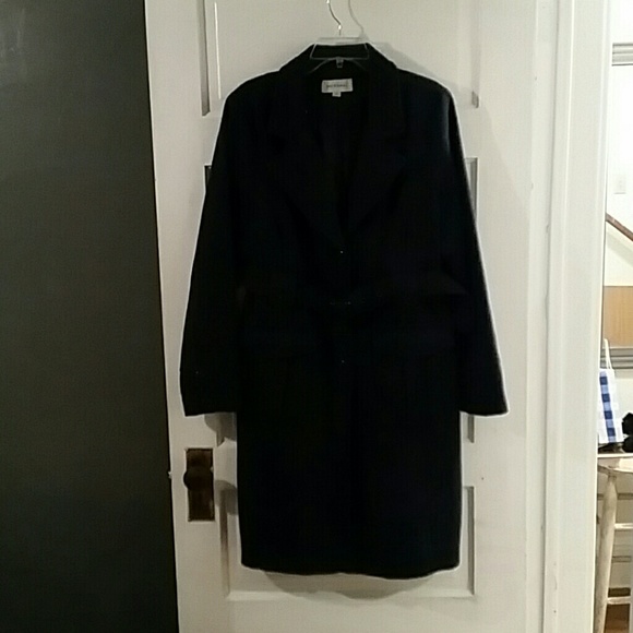 Knee length belted wool jacket