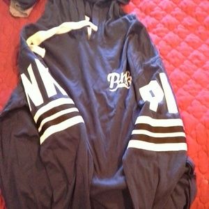 Navy blue hooded shirt