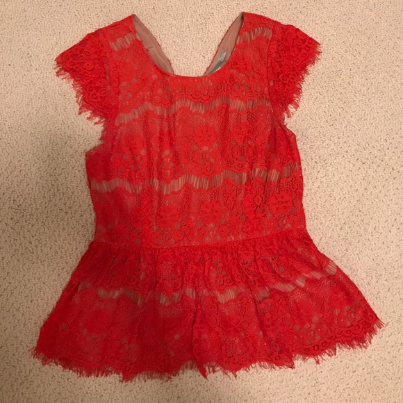 Anthropology lace coral top