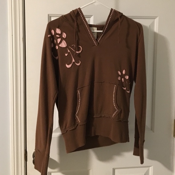 Adiktd Brown Stitched Floral cowgirl hoodie