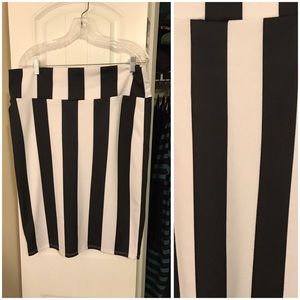 2xl Black & white stripe LLR Cassie pencil skirt