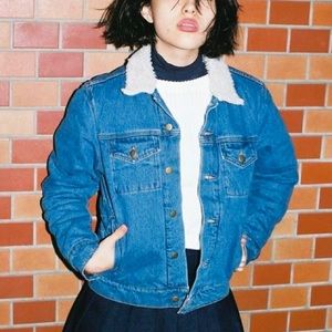 NEW American Apparel Sherpa Denim Jacket
