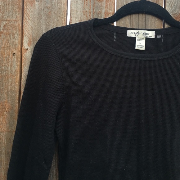 Active Basic Tops - ACTIVE BASIC black thermal long sleeve tee