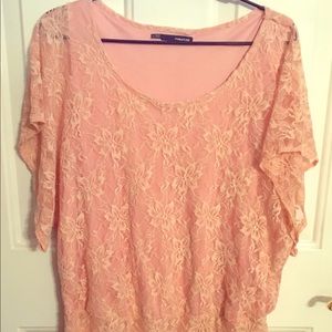 Pale Pink Flower Lace Shirt - XL Maurice's