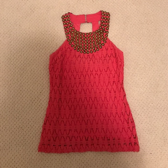 Trina Turk pink crochet top