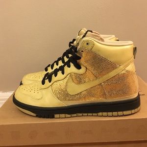 Nike Dunk Hi Skinny - Size 7 - Metallic Gold/Black