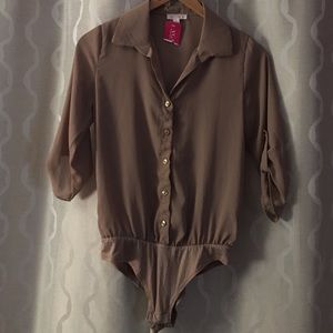Tan blouse bodysuit