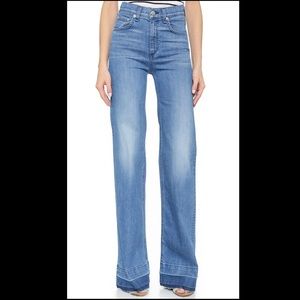 Rag & Bone high rise wide leg jeans w/ frayed hem