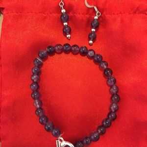 Genuine amethyst earrings and bracelet set