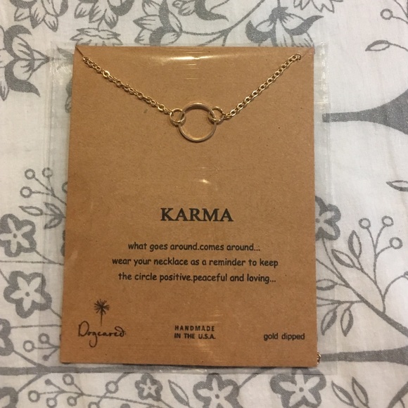 Beautiful gold dipped "karma" necklace