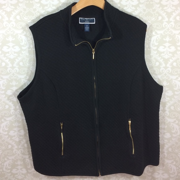 Karen Scott Sport Quilted Vest 2x black gold