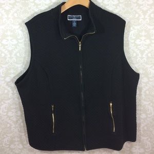 Karen Scott Sport Quilted Vest 2x black gold
