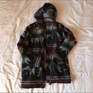 Aztec print zip up jacket