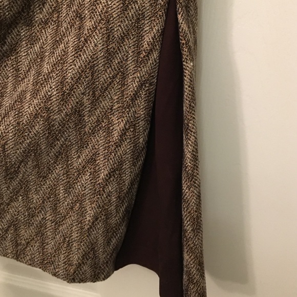 Etcetera wool skirt with brown faux leather side spilts and belt_2 - Picture 2 of 4
