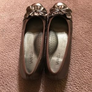 SALE - Vaneli Silver Flat with Ruffled Bow Toe