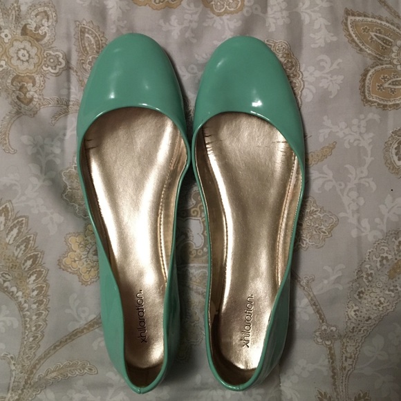 Teal ballet flats