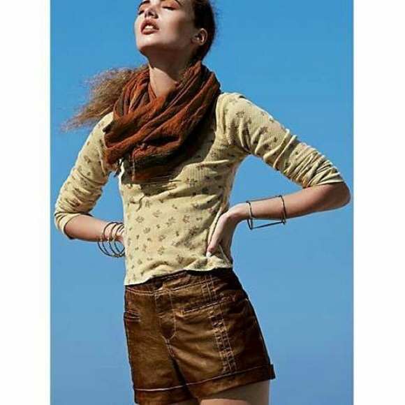 yellow free people ditsy floral thermal top S