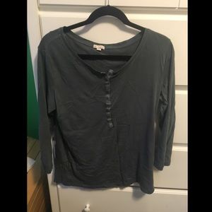 Blue-grey 3/4 sleeve button shirt