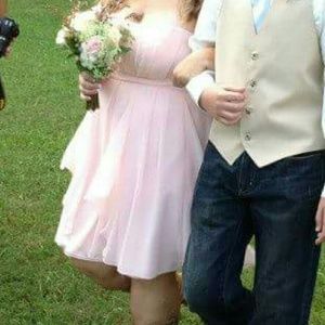 Short pale pink chiffon dress