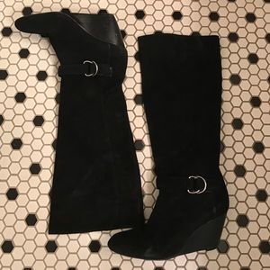 BCBG Suede Wedge Boots