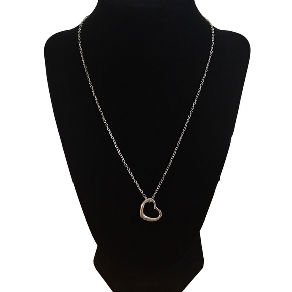 Delicate Open Heart Charm Silver Boho Necklace - Picture 2 of 2