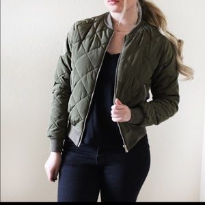 Olive Quilted Bomber