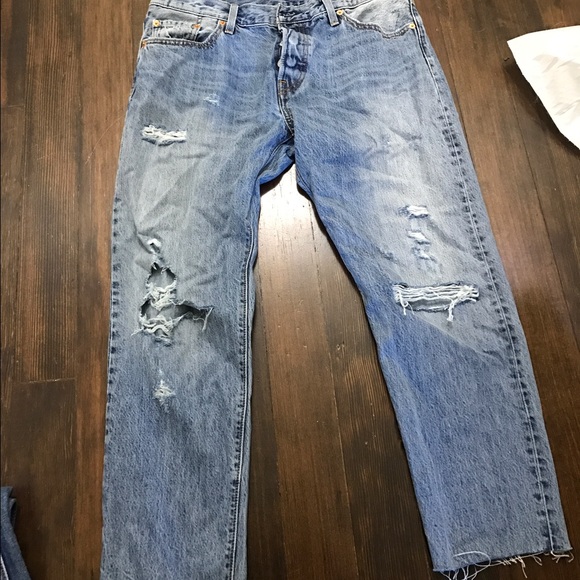 Levi's 501 distressed jeans