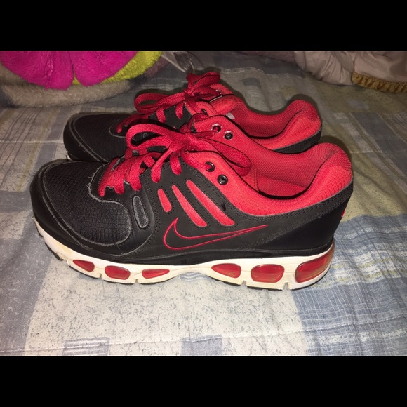 Black white and red Nike sneakers