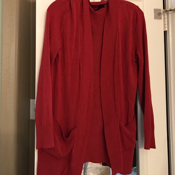Orange Red cardigan with pockets