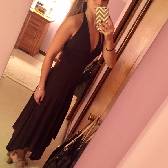 Brown BCBG Maxaria long halter dress